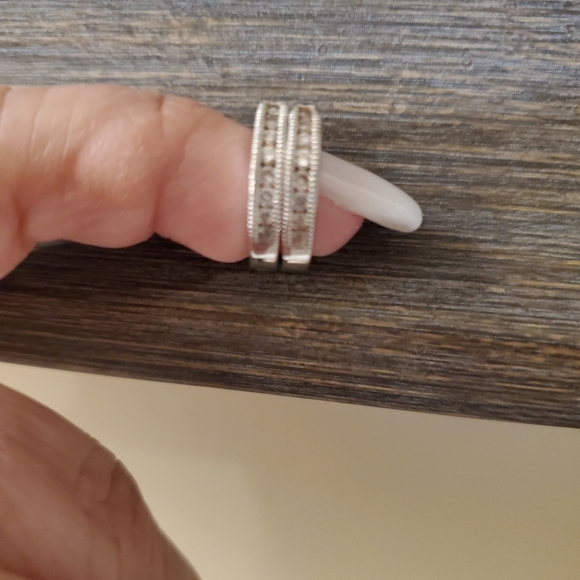 14k White Gold Earrings w Diamonds + Pearls Necklace added as a 🎁 bonus! - Picture 11 of 11